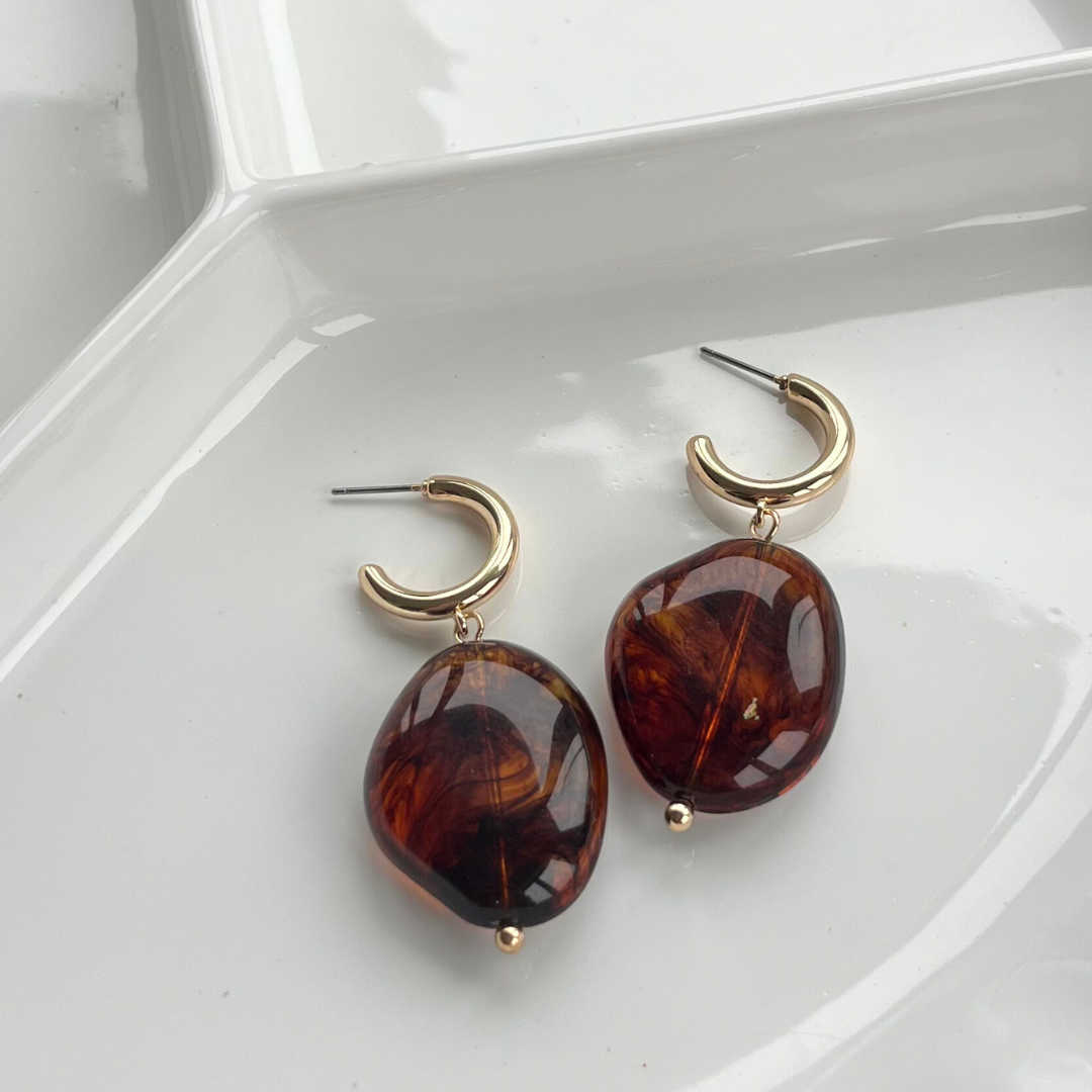 Rich Decadent Stone Hoop Drop Earrings