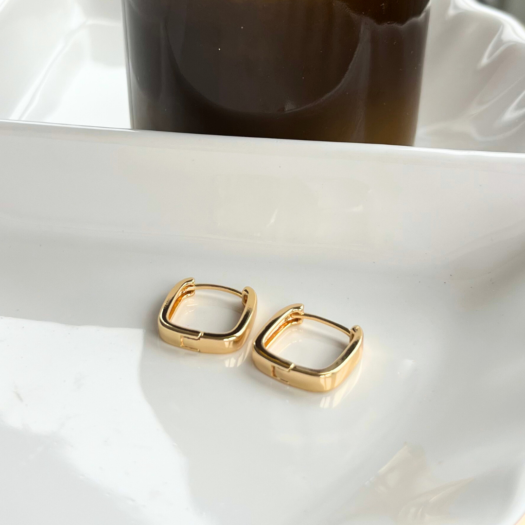 St. Thomas Square Gold Hoops