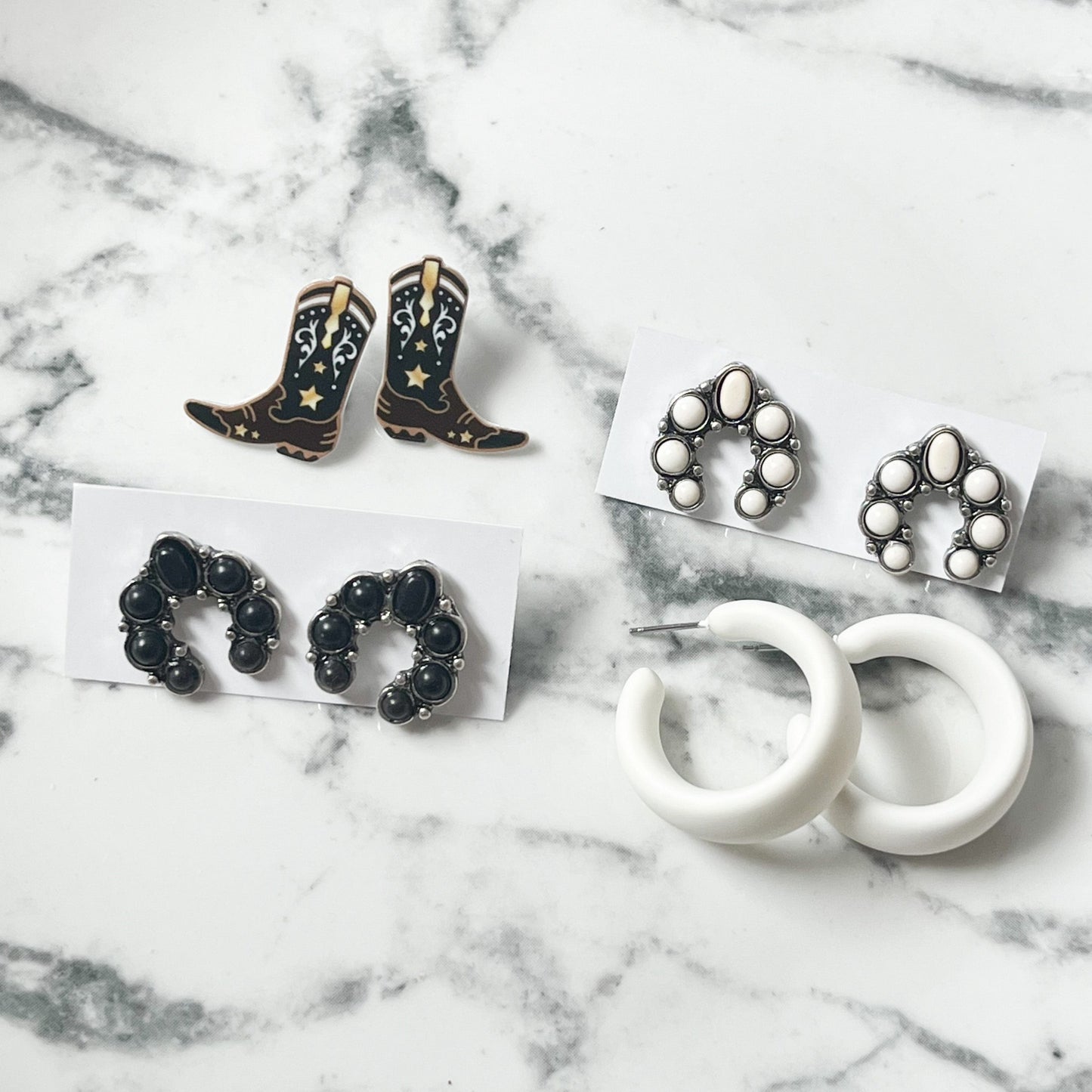 Black Cowgirl Boot Stud Earrings
