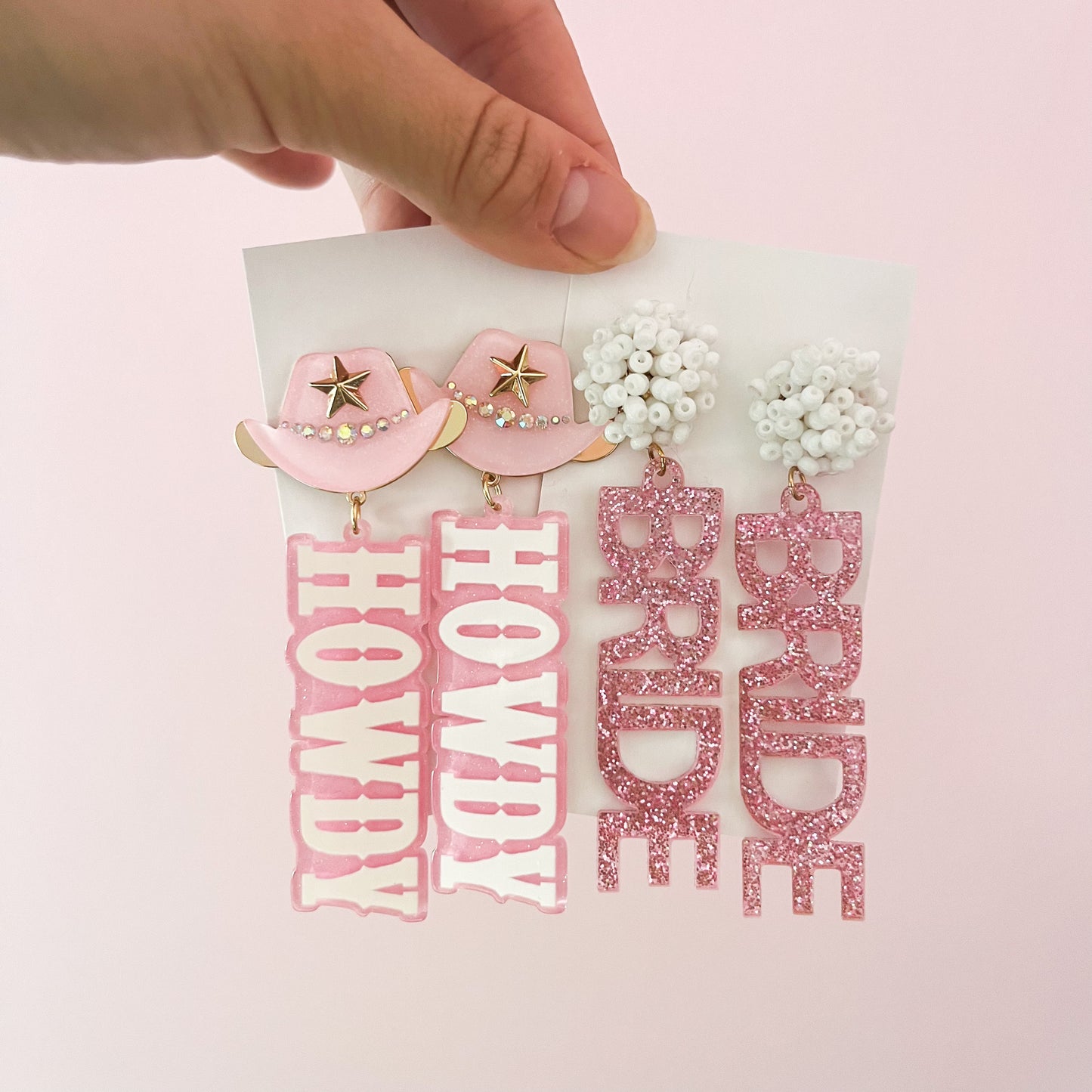 Pink Howdy Statement Earrings