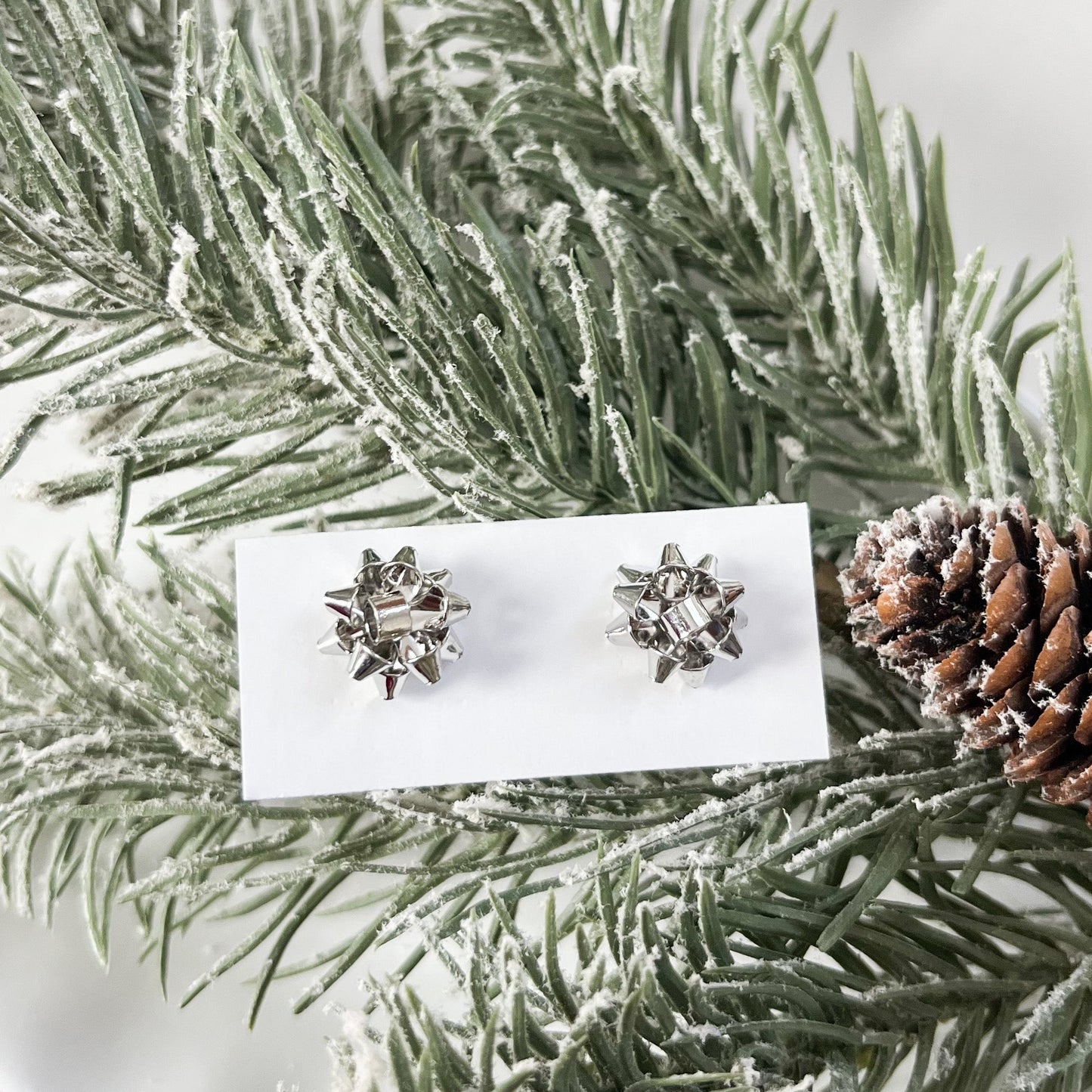 Silver Mini Bow Stud Earrings
