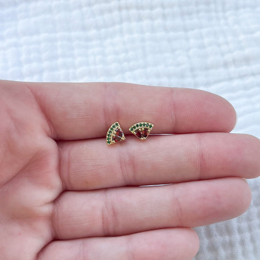 Cubic Zirconia Watermelon Stud Earrings