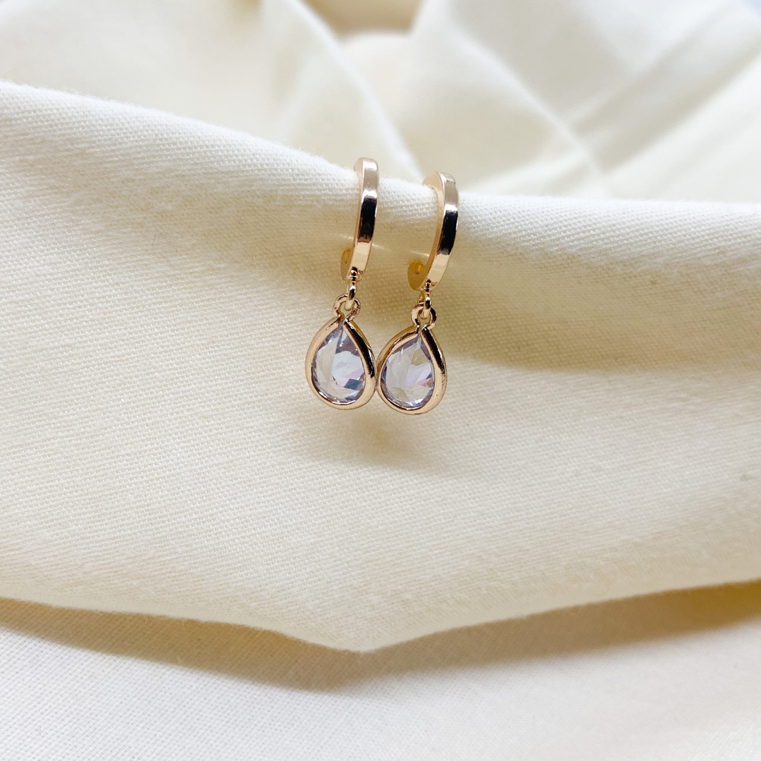 Gold Tiny Crystal Huggie Hoops