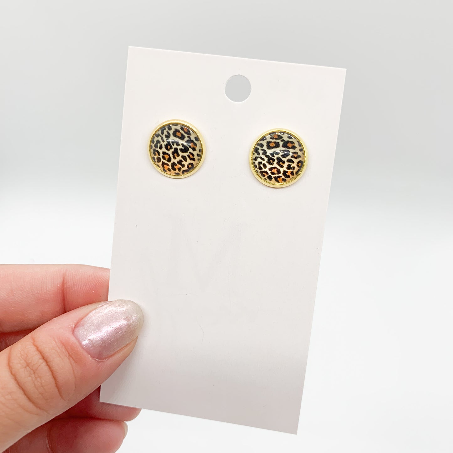 Golden Leopard Print Stud Earrings
