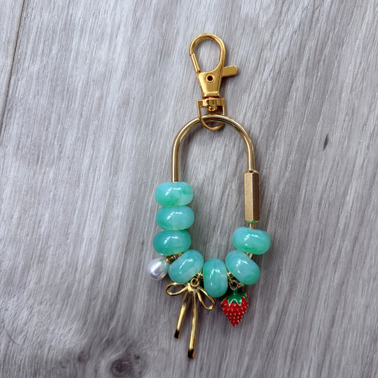 Green Strawberry Patch Bag Charm