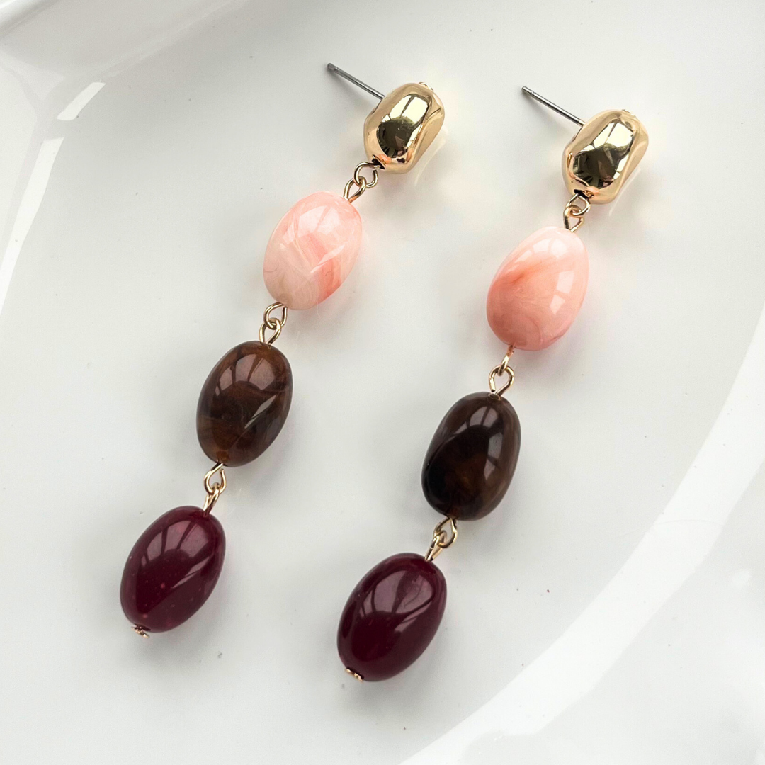 Fireside Merlot Beaded Dangle Earrings