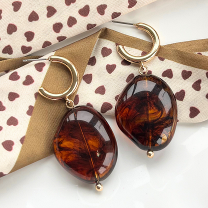 Rich Decadent Stone Hoop Drop Earrings