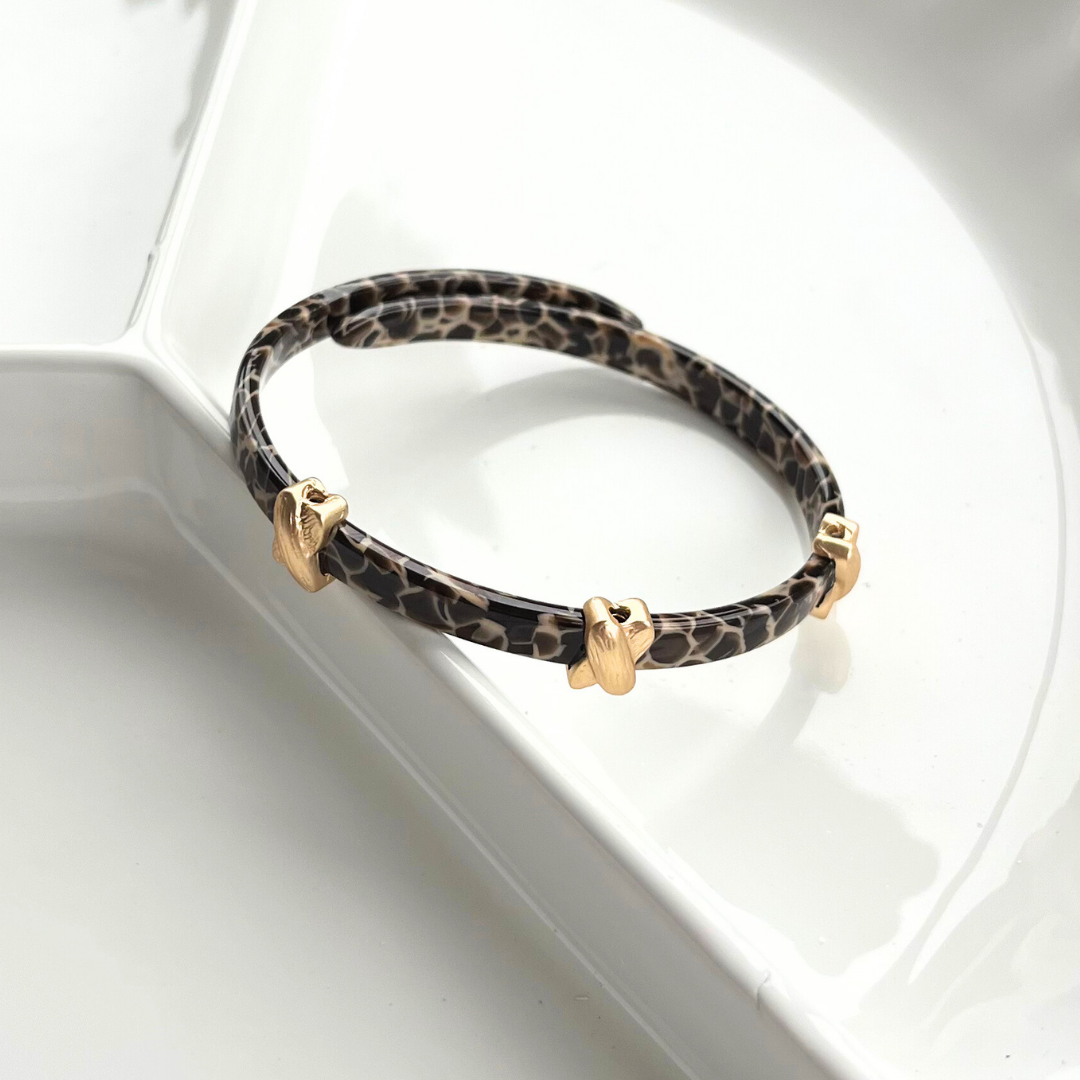 Brown and Gold X Accent Bracelet