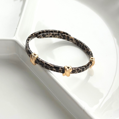 Brown and Gold X Accent Bracelet