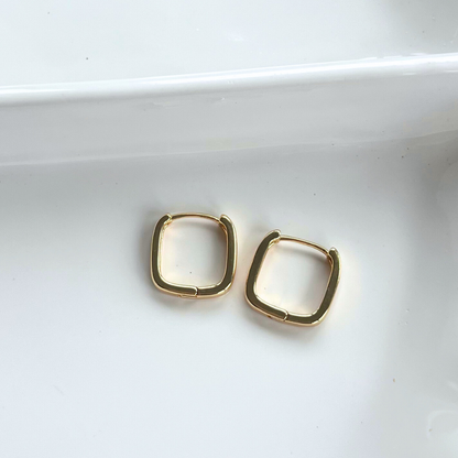 St. Thomas Square Gold Hoops