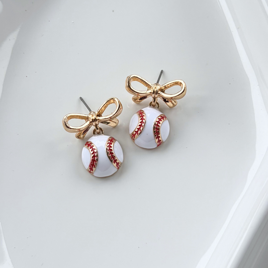 Baseball Bow Cutie Earrings