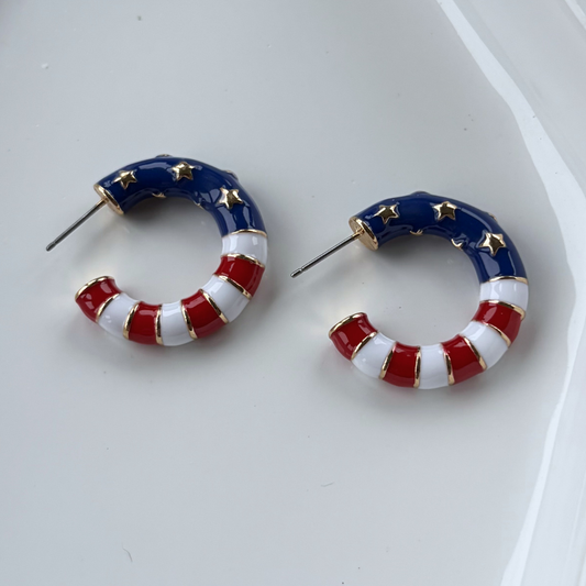 American Flag Hoop Earrings