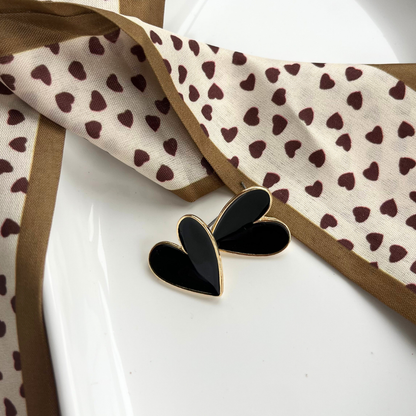 Noir Heart Statement Stud Earrings