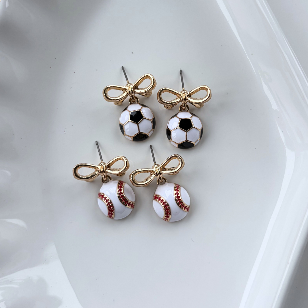 Baseball Bow Cutie Earrings