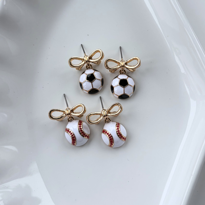 Baseball Bow Cutie Earrings