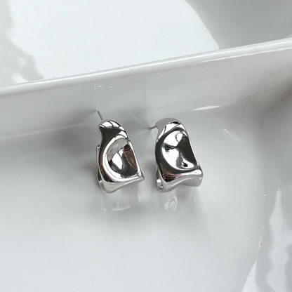 Brilliance Silver Chunky Fold Hoop Earrings