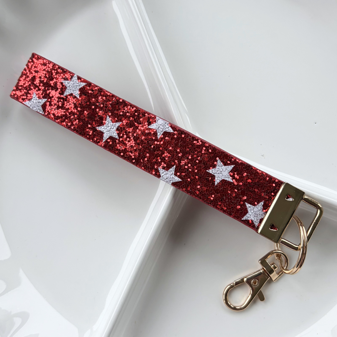 Red Glitter Star Keychain