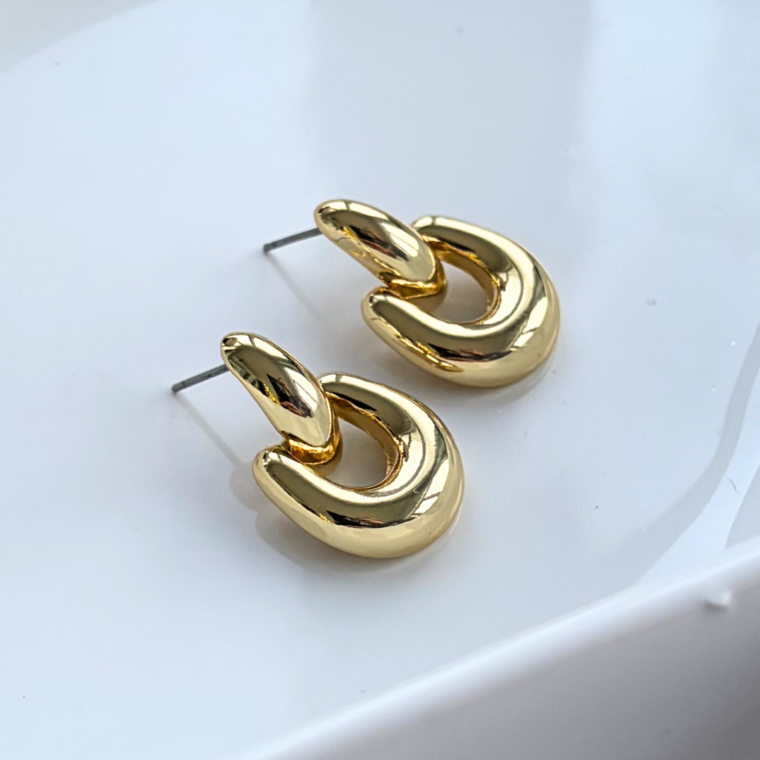Golden Romance Door Knocker Stud Earrings