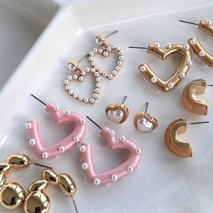 Lovely Pink Pearl Hoop Earrings