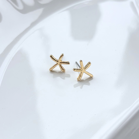 Golden Starfish Stud Earrings