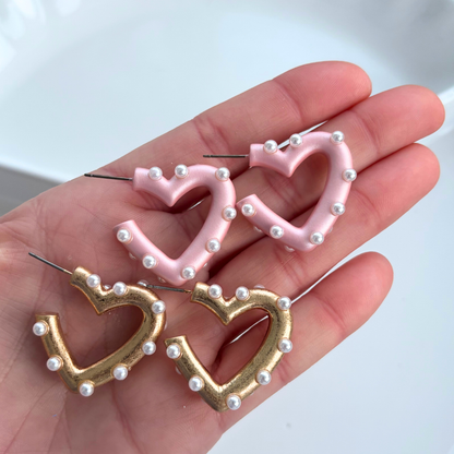 Lovely Pink Pearl Hoop Earrings