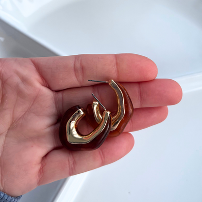 Fireside Amber Gold Hoop Earrings