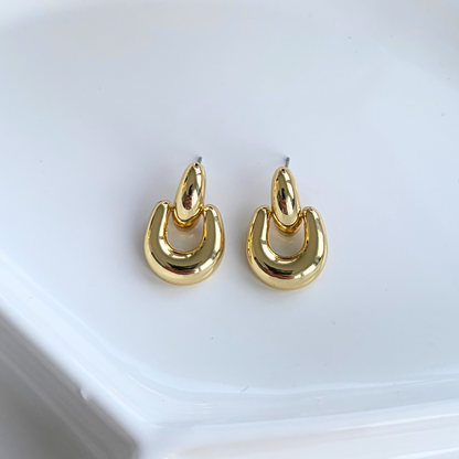 Golden Romance Door Knocker Stud Earrings