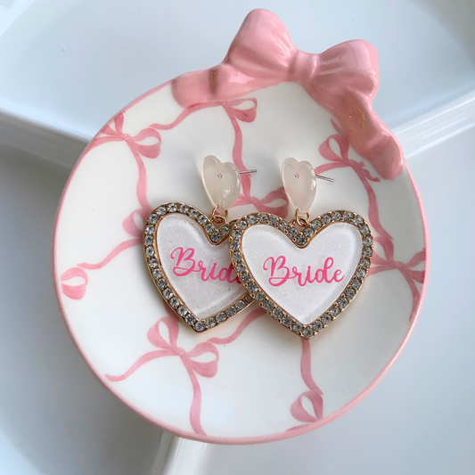 Double Diamond Bride Heart Earrings