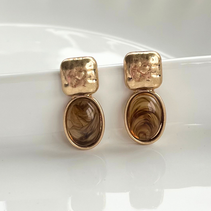 Amber Solstice Oval Drop Stud Earrings