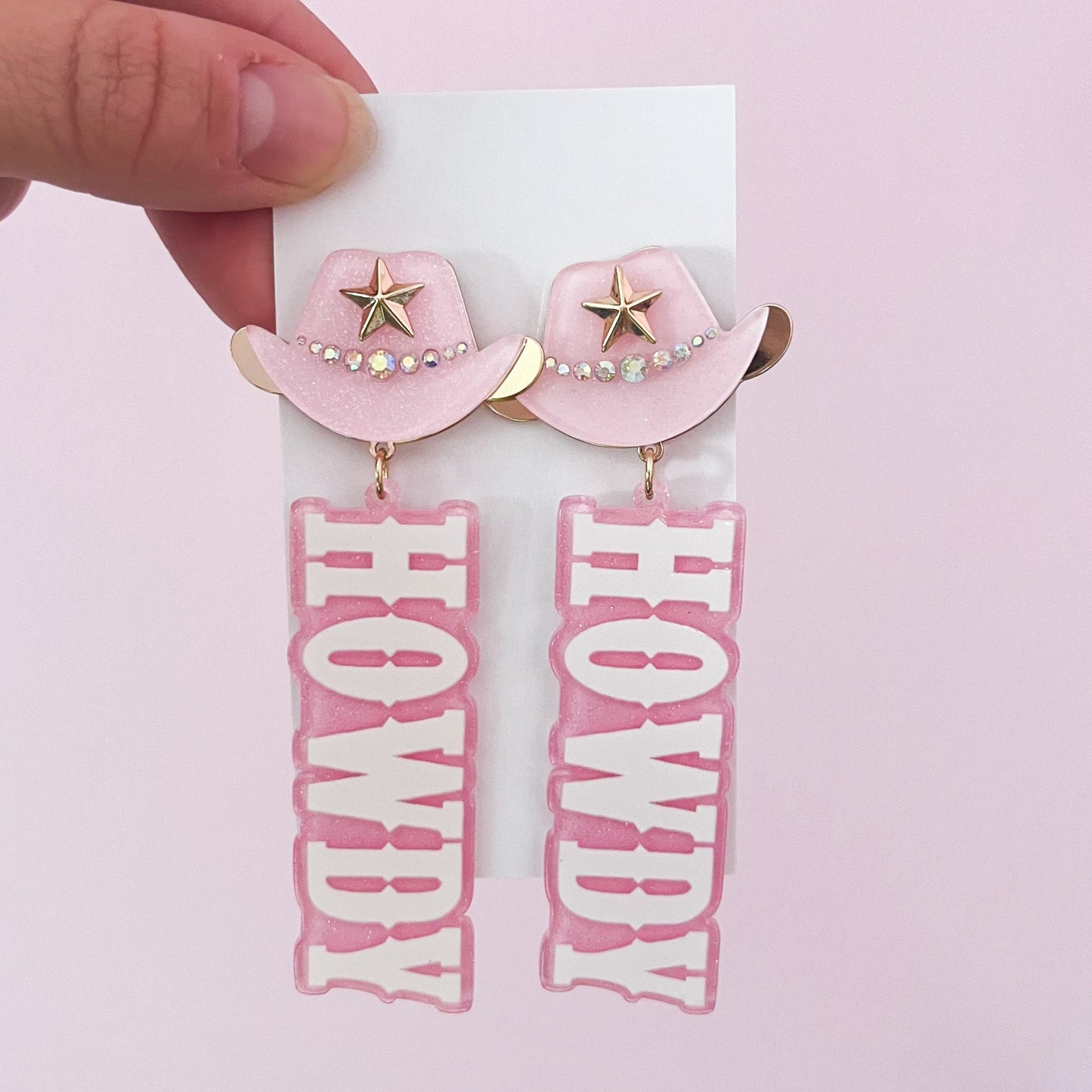 Pink Howdy Statement Earrings