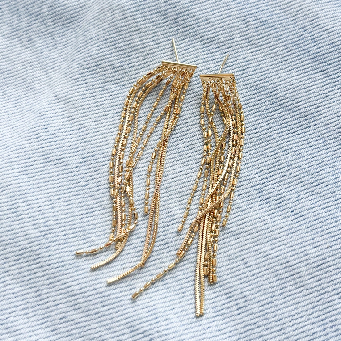 Coastal Cowgirl Golden Tassel Statement Earrings