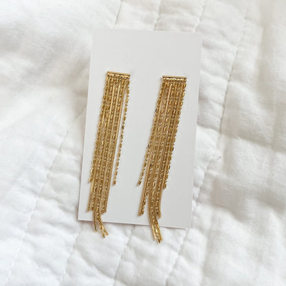 Coastal Cowgirl Golden Tassel Statement Earrings