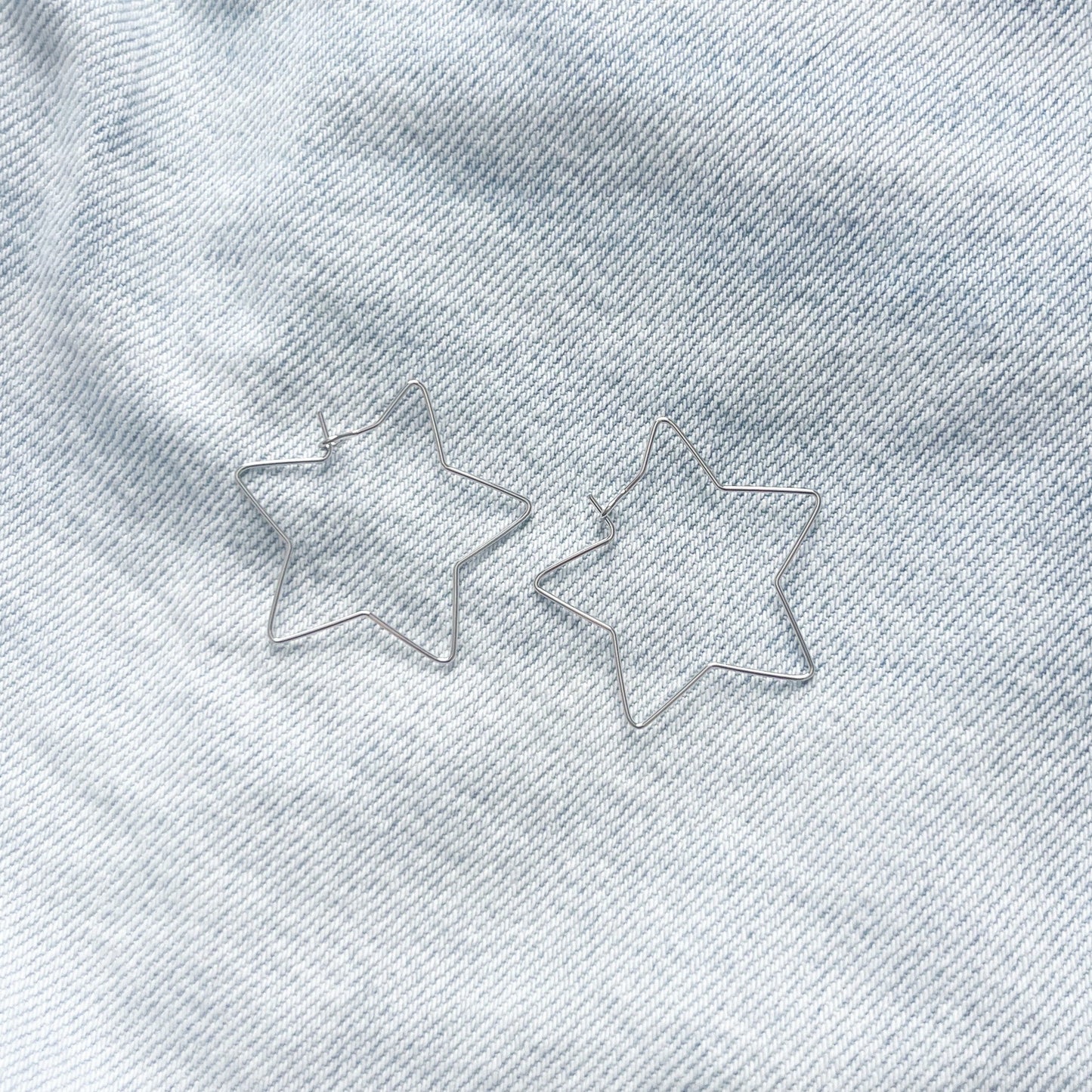 Silver Dainty Star Hoop Earrings