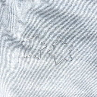 Silver Dainty Star Hoop Earrings