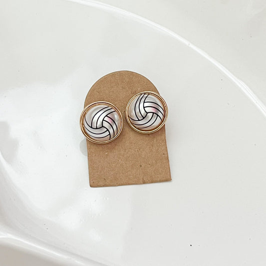 Pearl Volleyball Stud Earrings