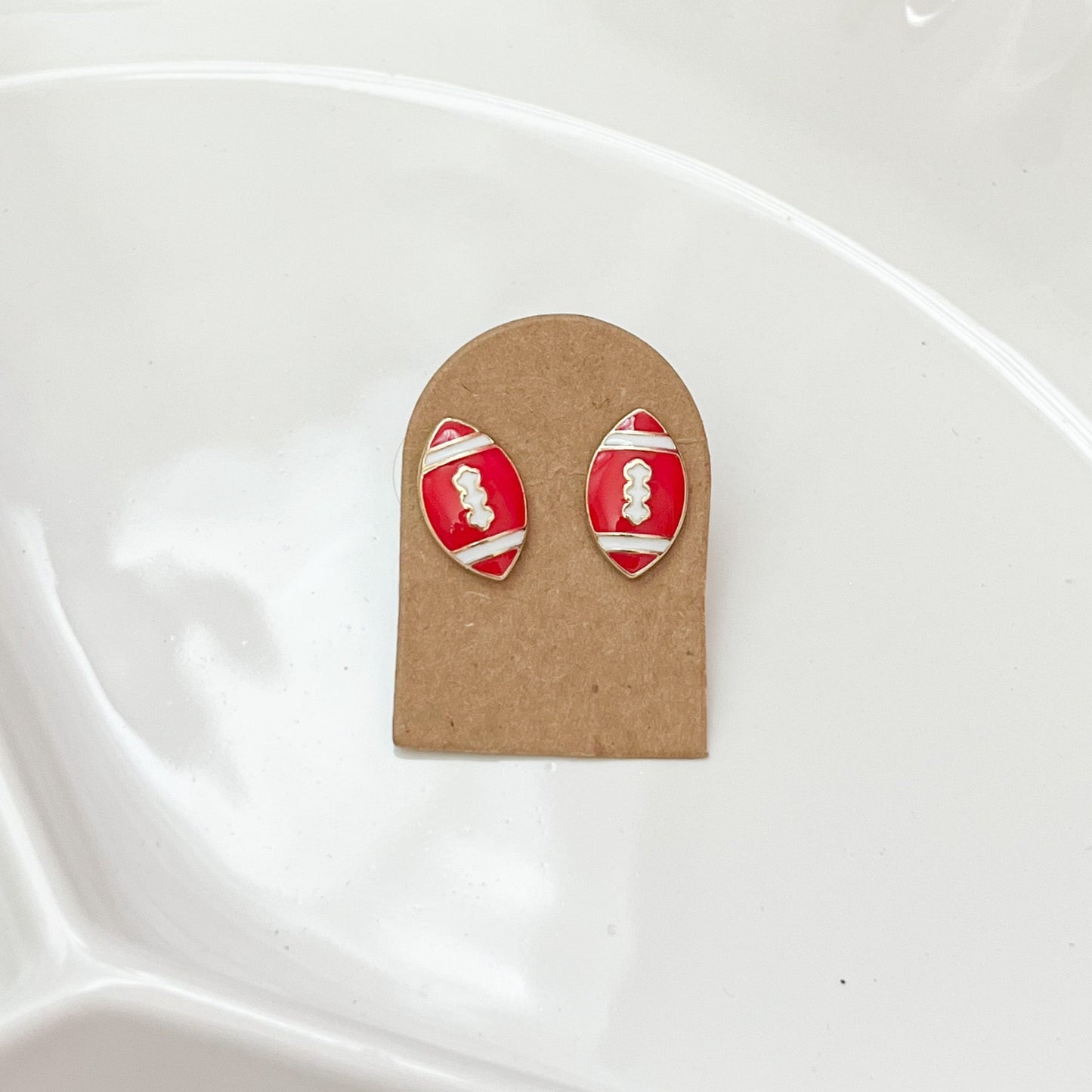 Red Football Stud Earrings