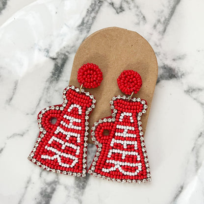 Rhinestone Cheer Seed Bead Statement Earrings