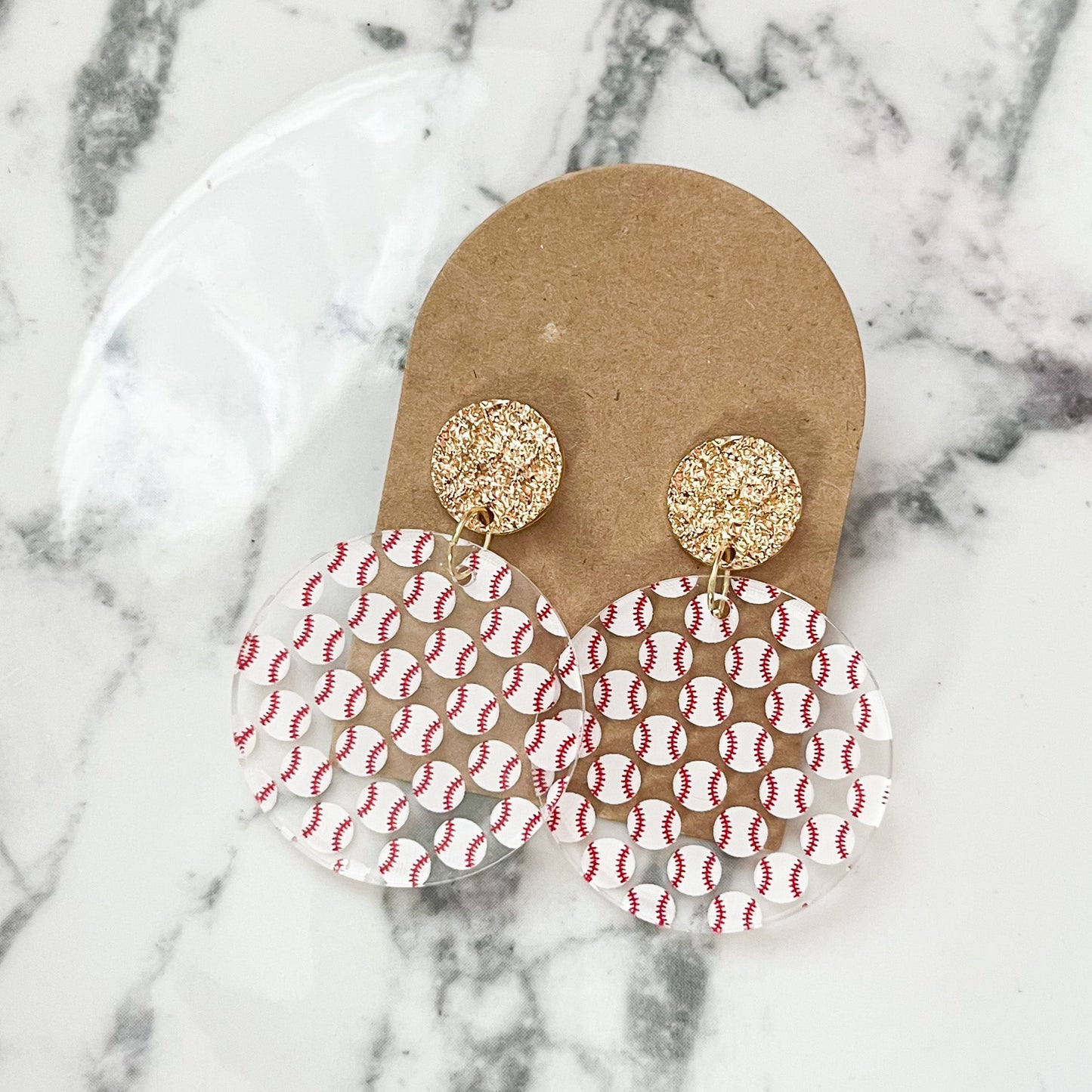 Baseball Clear Statement Earrings