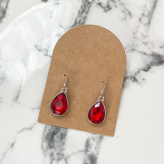Red Crystal Teardrop Earrings