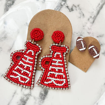 Rhinestone Cheer Seed Bead Statement Earrings