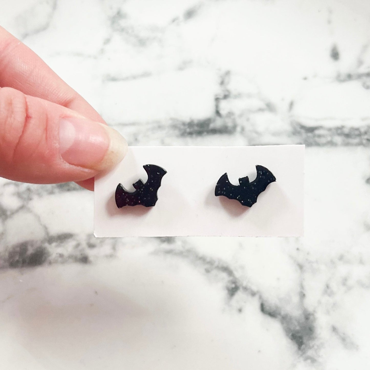 Glitter Bat Stud Earrings