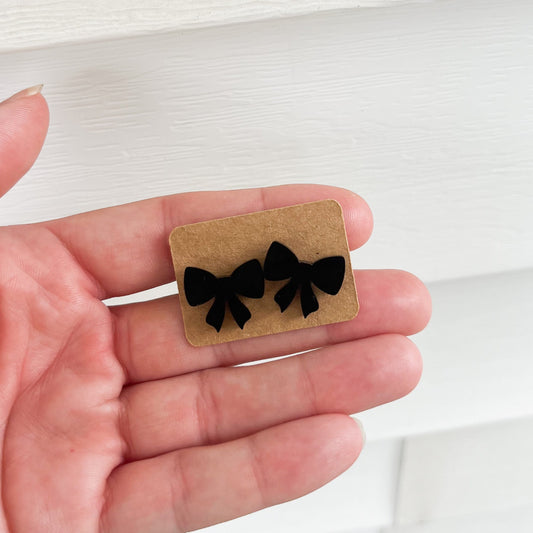 Black Bow Stud Earrings