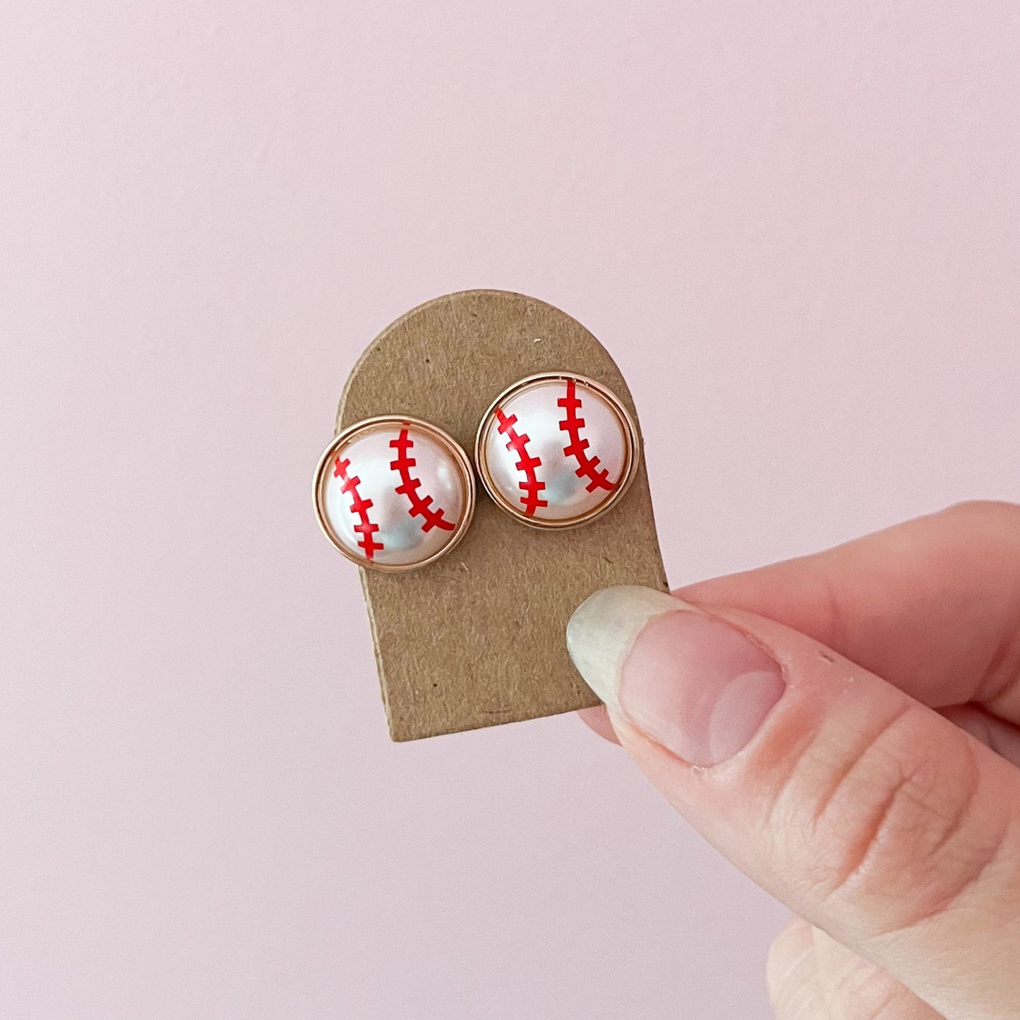 Pearl Baseball Stud Earrings