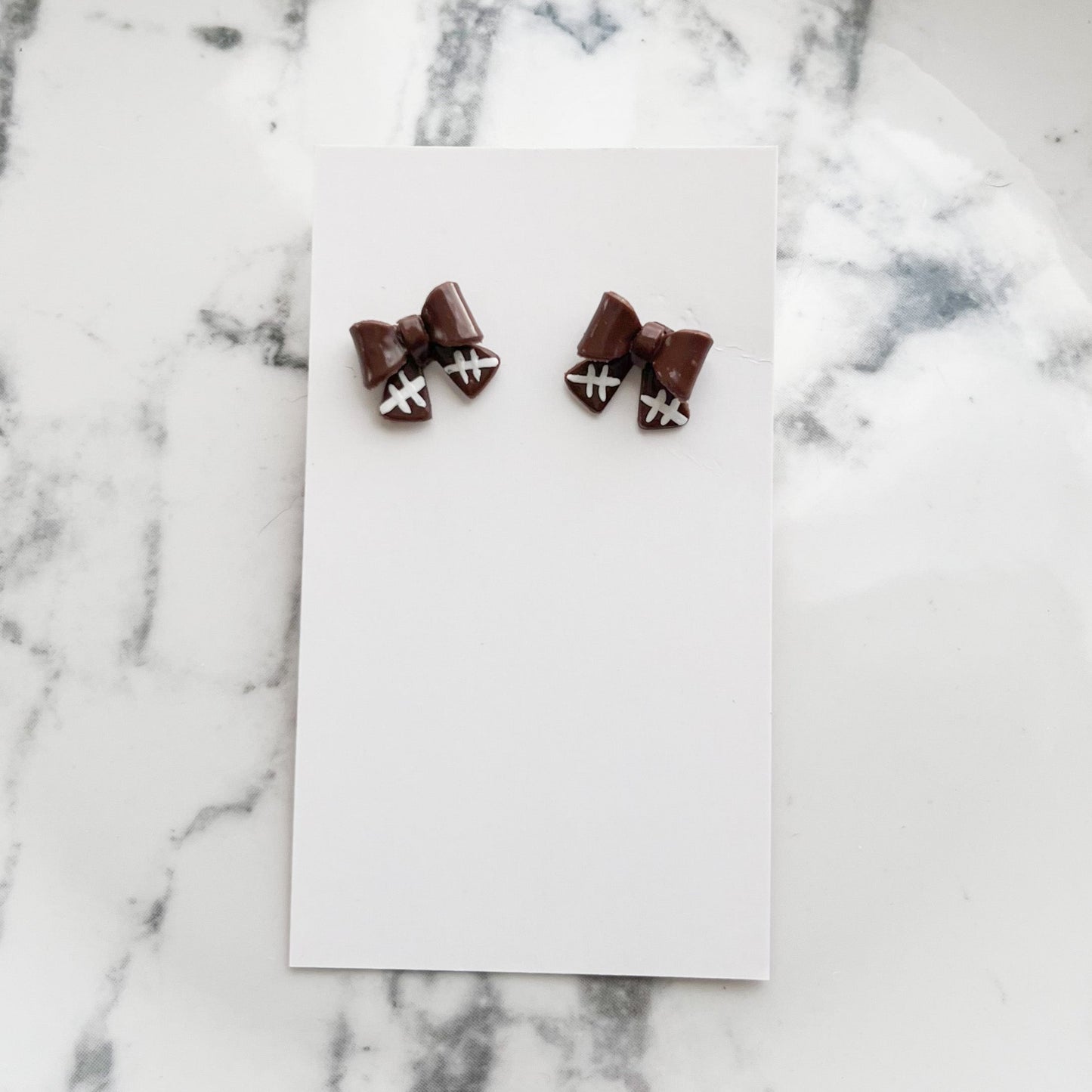 Football Bow Clay Stud Earrings