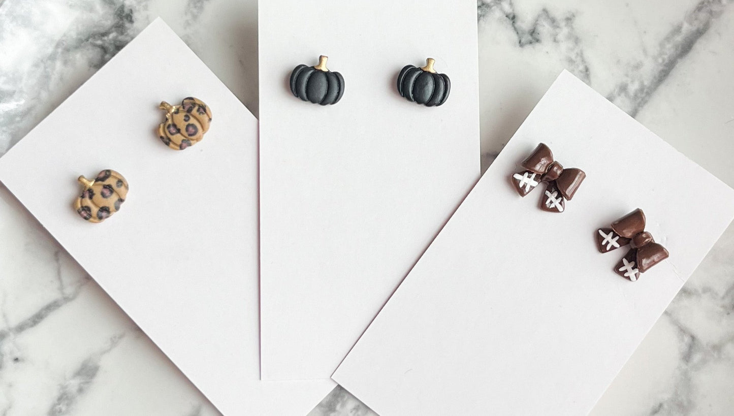 Dainty Clay Leopard Pumpkin Stud Earrings