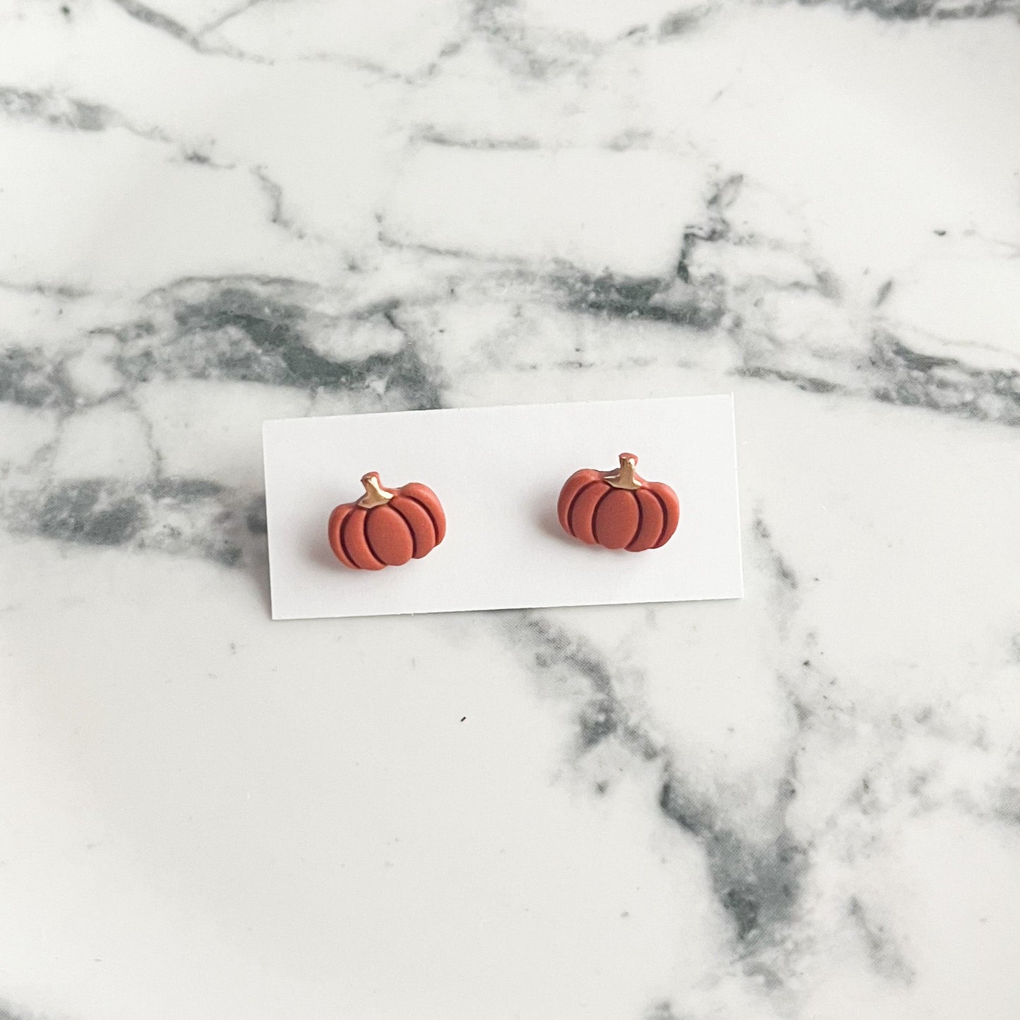 Dainty Clay Pumpkin Spice Pumpkin Stud Earrings