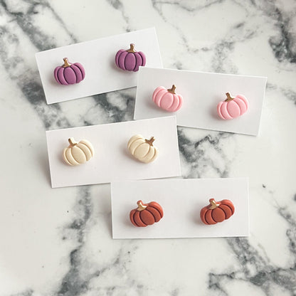 Dainty Clay Pumpkin Spice Pumpkin Stud Earrings