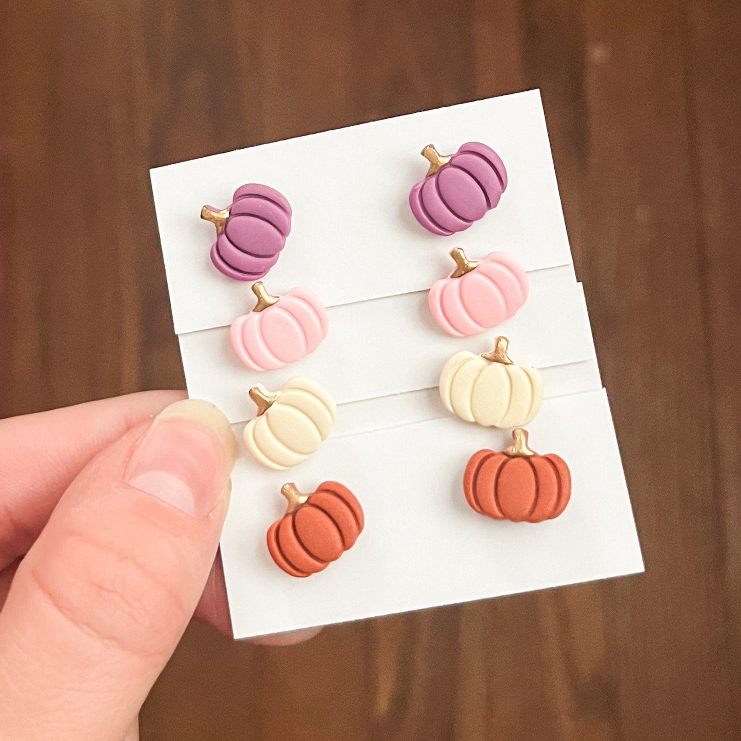 Dainty Clay Pumpkin Spice Pumpkin Stud Earrings