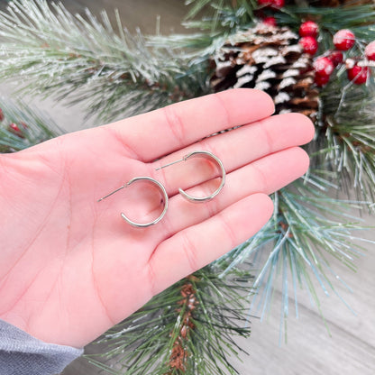 Silver Ray Hammered Hoop Earrings