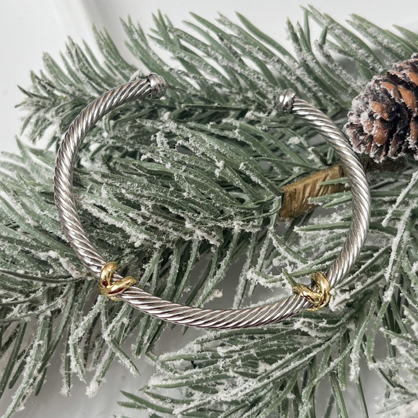 Double Crossed Silver and Gold Designer Inspired Bracelet